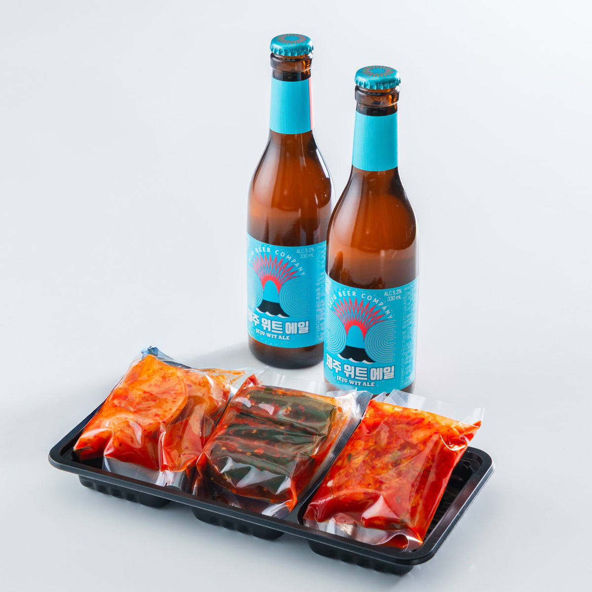 済州ビール2本/キムチ3点セット
